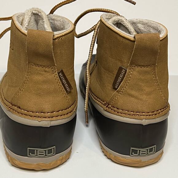 JBU by Jambu Nala Women's Size 9.5M Duck Rain Boots Lace Up Waterproof Navy/Tan - Picture 5 of 11